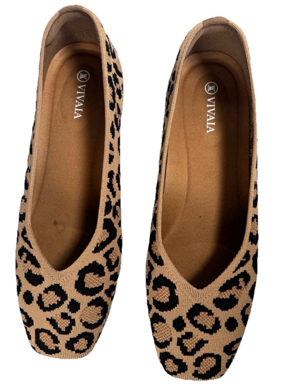 VIVAIA Ballet Flats Lightweight Square-Toe V-Cut Leopard Margot Walker